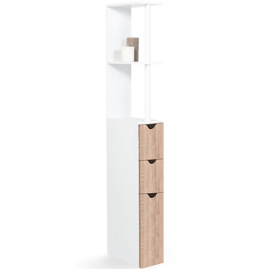 IDMarket - Scaffalatura per toilette in legno bianco con 3 ante in faggio WILLY