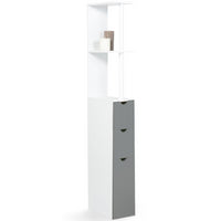 IDMarket - Scaffalatura per toilette WILLY a 3 ante bianco e grigio