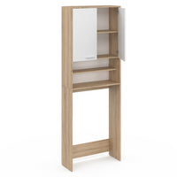 IDMarket - Scaffalatura WALLIS bianca e faggio per lavatrici e WC