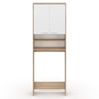 IDMarket - Scaffalatura WALLIS bianca e faggio per lavatrici e WC