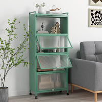 Supporto mobile con porte PC a scomparsa, Armadio da cucina autoportante con 4 ruote girevoli 60x32x154cm Verde scuro-Credenze buffet