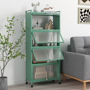 Supporto mobile con porte PC a scomparsa, Armadio da cucina autoportante con 4 ruote girevoli 60x32x154cm Verde scuro-Credenze buffet