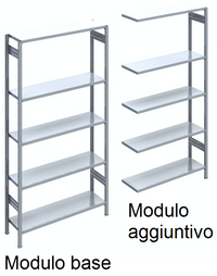 Scaffalatura metallica da magazzino Zincata cm. 100x40x242h
