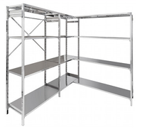 Scaffalatura lineare in acciaio inox con ripiani ad incastro cm. 110x60x200h