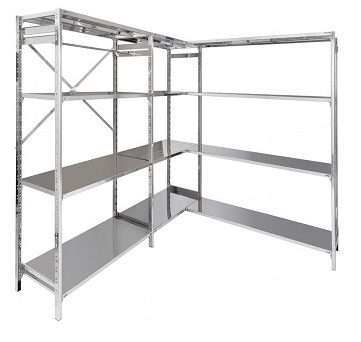 Scaffalatura lineare con ripiani regolabili in acciaio inox cm. 80x50x200h