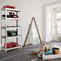 Scaffalature metalliche a 5 livelli senza bulloni per combinazioni libere-Scaffale con ripiani regolabili Argento