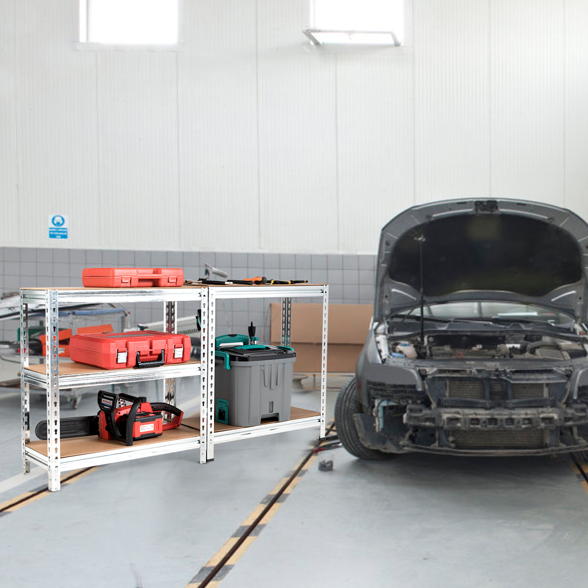 Scaffalature metalliche a 5 livelli senza bulloni per combinazioni libere-Scaffale con ripiani regolabili Argento