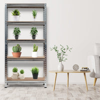 Scaffalature metalliche a 5 livelli senza bulloni per combinazioni libere-Scaffale con ripiani regolabili Argento