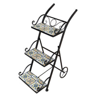 Scaffale 4 Ripiani Positano Ferro Battuto E Mosaico Cm 55x23x135