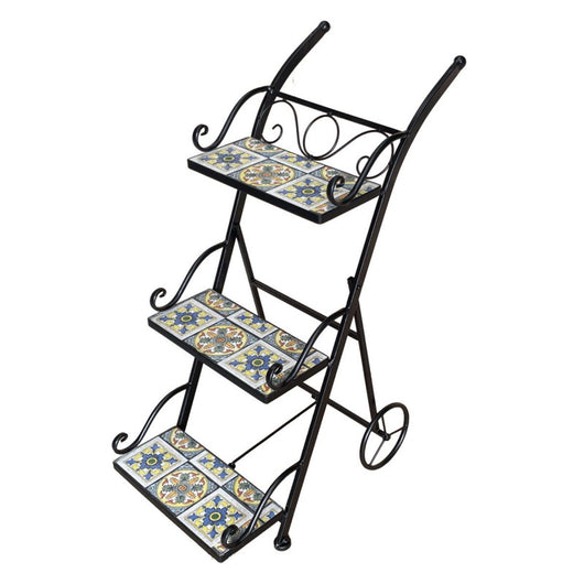 Scaffale 4 Ripiani Positano Ferro Battuto E Mosaico Cm 55x23x135