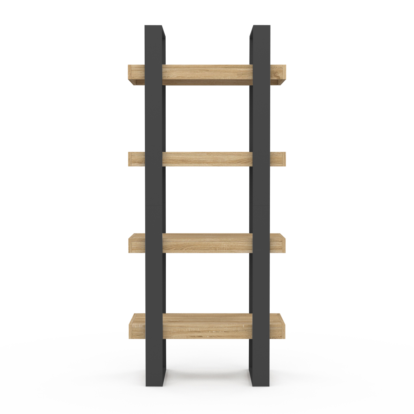 IDMarket - Scaffale a 4 livelli in legno e nero PHOENIX