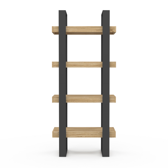 IDMarket - Scaffale a 4 livelli in legno e nero PHOENIX