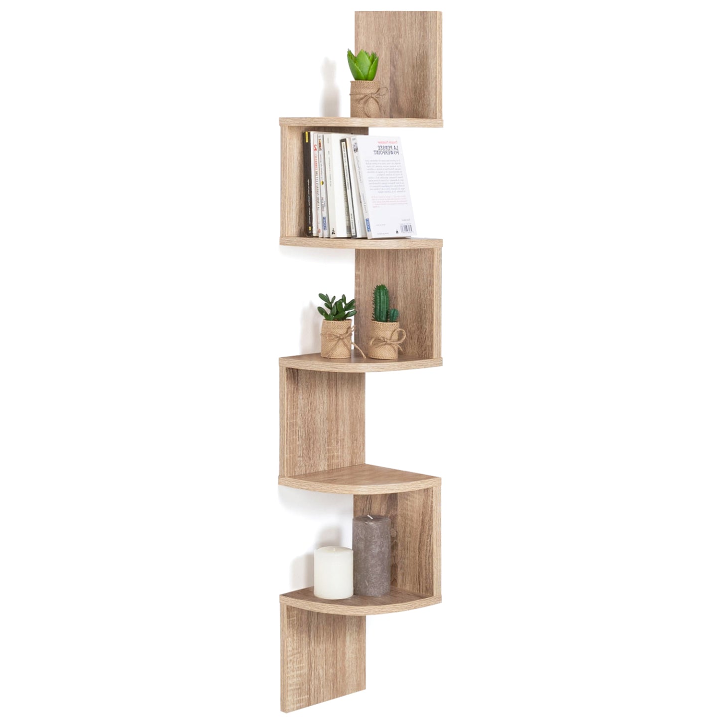 IDMarket - Scaffale a muro angolare a 5 livelli ISA in design faggio