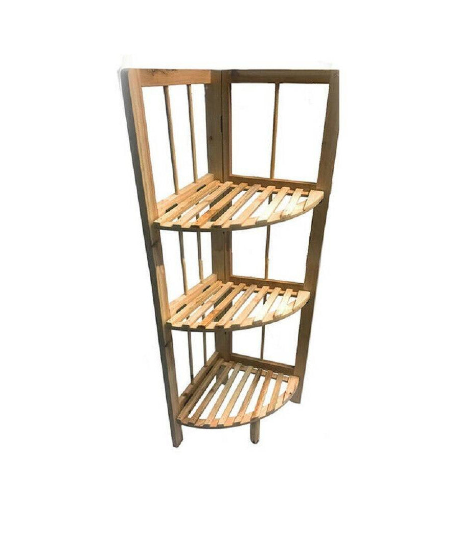 Scaffale Angolare 3 Ripiani Legno X Decoupage Mensola Richiudibile Porta Piante         