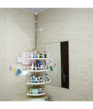 Scaffale Angolare Per Angolo Doccia Bagno Telescopico 4 Mensole Con Ganci         