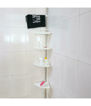 Scaffale Angolare Per Angolo Doccia Bagno Telescopico 4 Mensole Con Ganci         