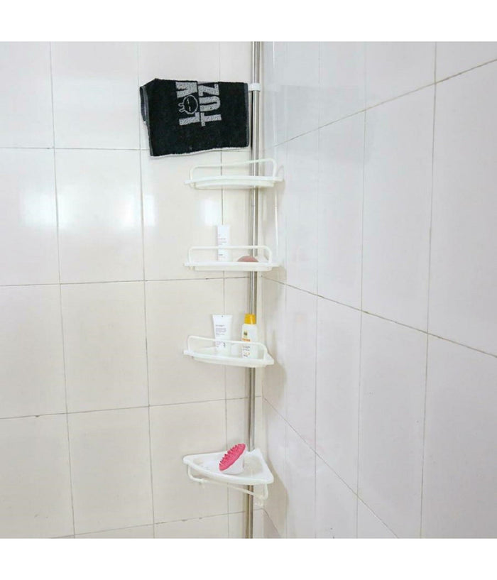 Scaffale Angolare Per Angolo Doccia Bagno Telescopico 4 Mensole Con Ganci         