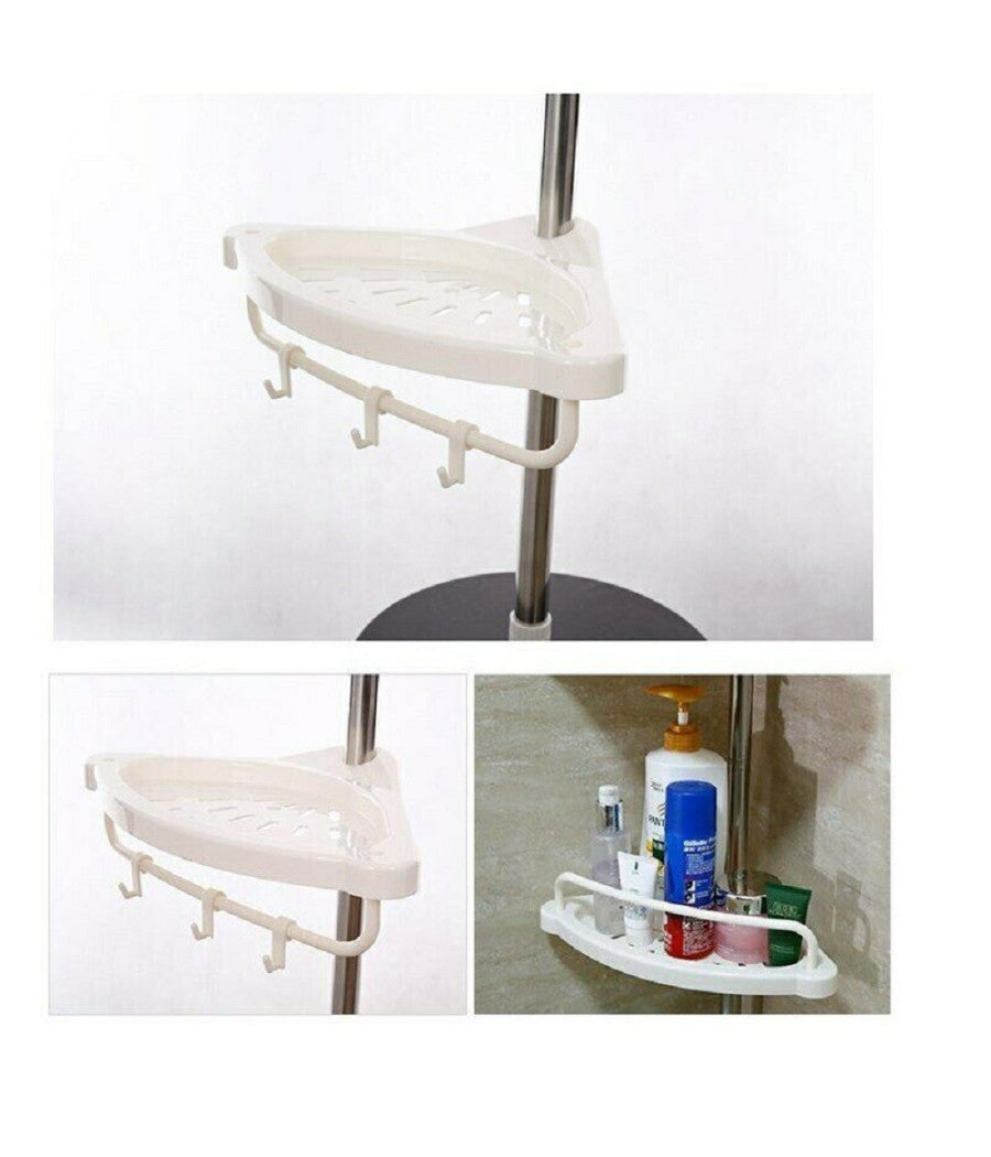 Scaffale Angolare Per Angolo Doccia Bagno Telescopico 4 Mensole Con Ganci         
