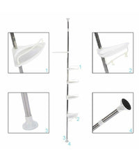 Scaffale Angolare Per Angolo Doccia Bagno Telescopico 4 Mensole Con Ganci         