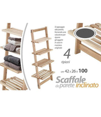 Scaffale Appoggio Parete H100 42x26 Cm Arredo Bagno Mensole Oggetti Telo Doccia         