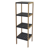 Scaffale Axis 34x33x110cm In Mdf + Bamboo Nero E Naturale