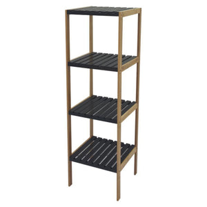 Scaffale Axis 34x33x110cm In Mdf + Bamboo Nero E Naturale