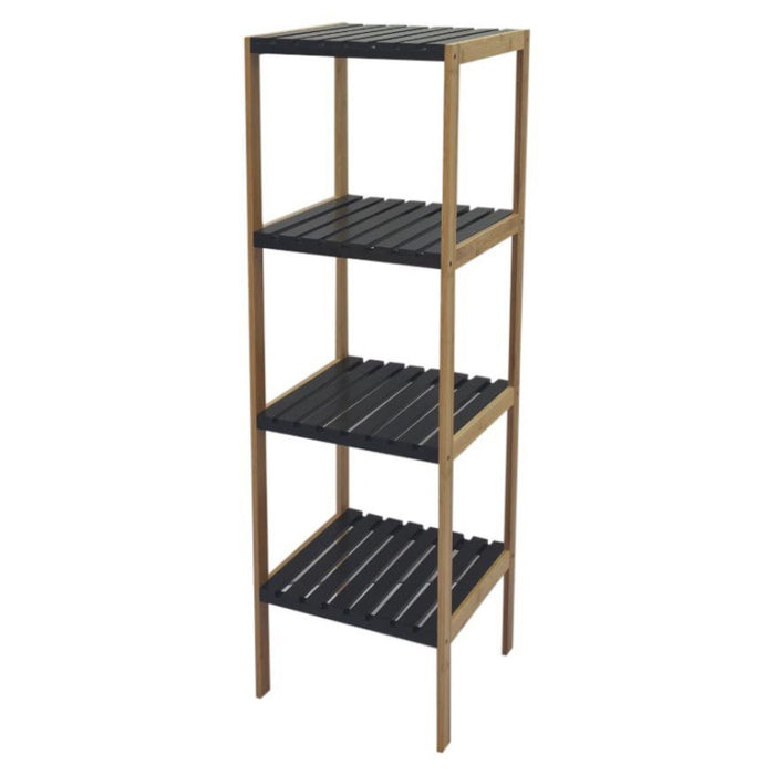 Scaffale Axis 34x33x110cm In Mdf + Bamboo Nero E Naturale