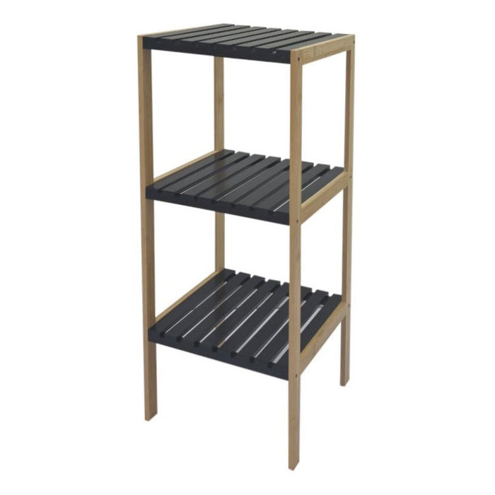 Scaffale Axis 34x33x80cm In Mdf + Bamboo Nero E Naturale