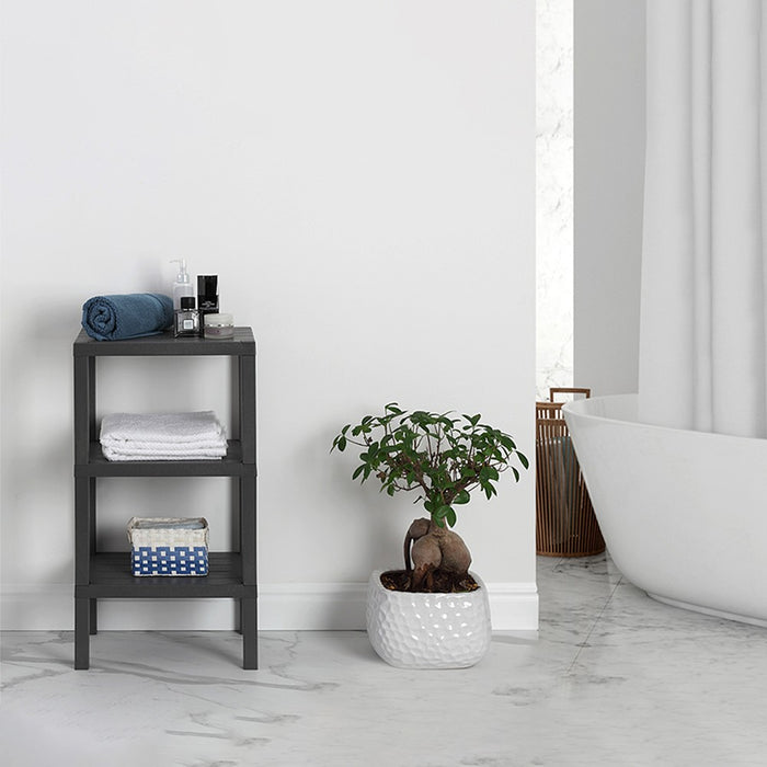 Scaffale bagno 3 ripiani bianco effetto legno in kit montaggio Buzz