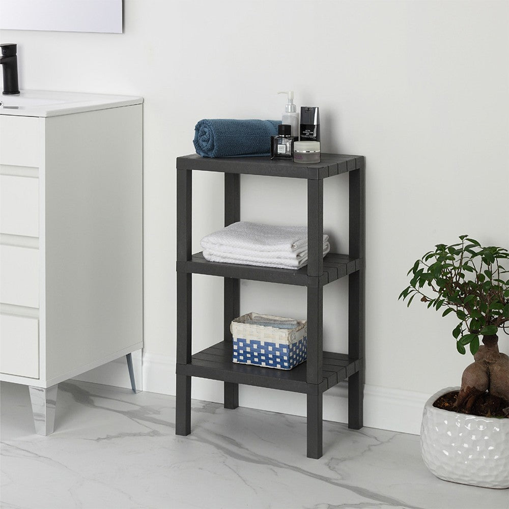 Scaffale bagno 3 ripiani bianco effetto legno in kit montaggio Buzz