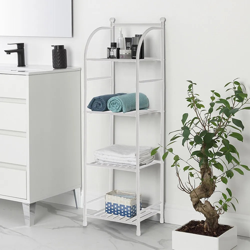 Scaffale bagno H 116 in metallo design bianco con quattro ripiani