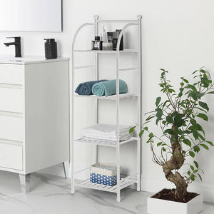 Scaffale bagno H 116 in metallo design bianco con quattro ripiani