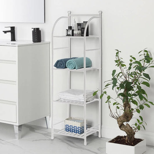 Scaffale bagno H 116 in metallo design bianco con quattro ripiani