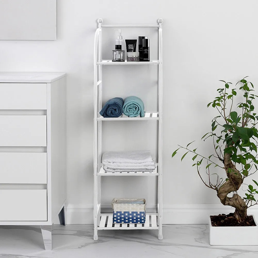 Scaffale bagno H 116 in metallo design bianco con quattro ripiani