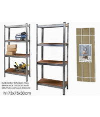 Scaffale In Metallo Zincato 4 Ripiani Fino A 240kg Antiruggine 173 X 75 X 30 Cm         