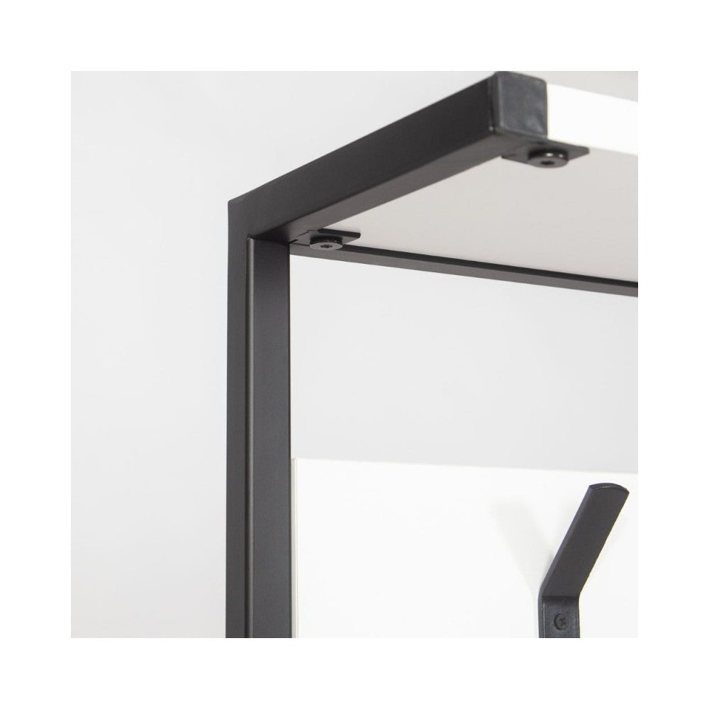 Scaffale ingresso appendiabiti in metallo nero con particolari bianco Nomad