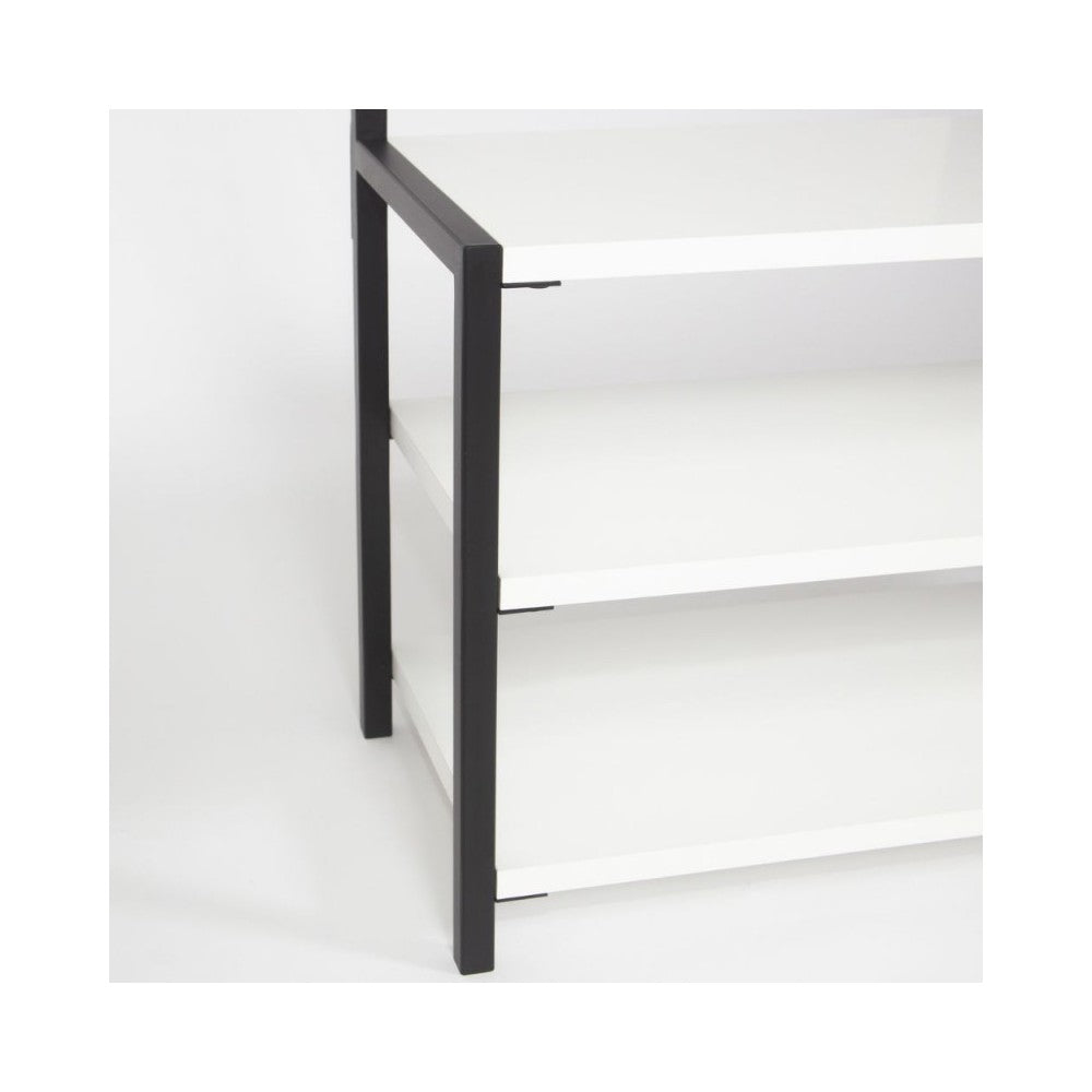 Scaffale ingresso appendiabiti in metallo nero con particolari bianco Nomad