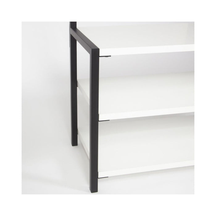 Scaffale ingresso appendiabiti in metallo nero con particolari bianco Nomad