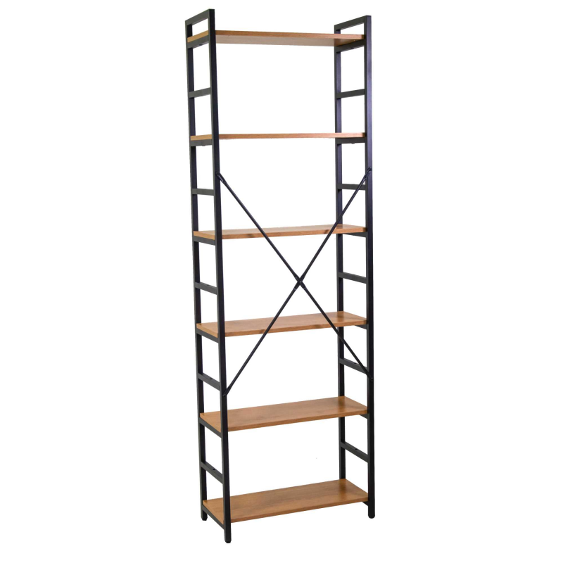 Scaffale metallo legno Achille 6 ripiani cm60x28h184,5
