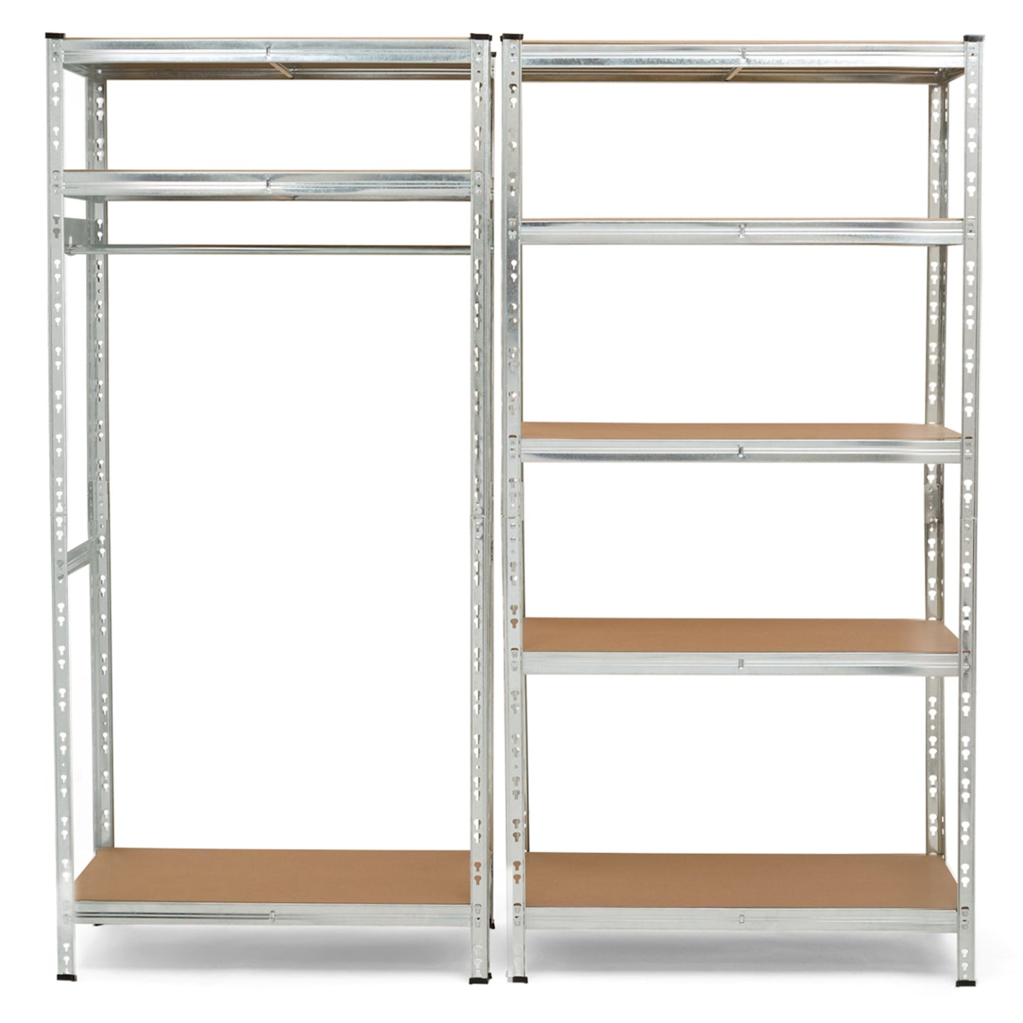 IDMarket - Scaffale modulare in metallo resistente con 8 ripiani e guardaroba H.180 cm