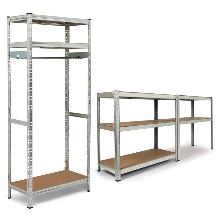 IDMarket - Scaffale modulare in metallo resistente con 8 ripiani e guardaroba H.180 cm