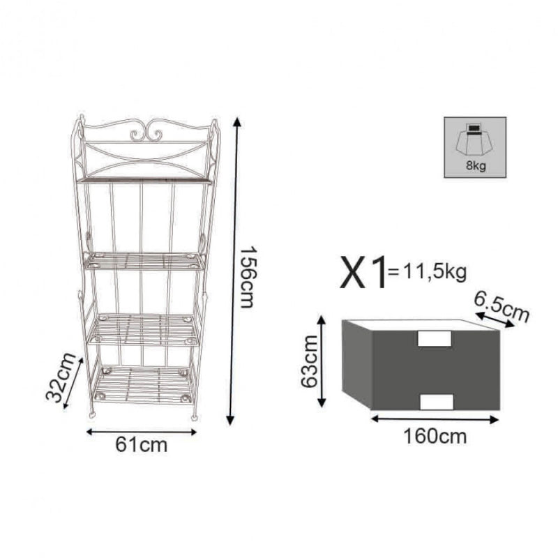 SCAFFALE NOELLE 4 PIANI BIANCO ANTICO