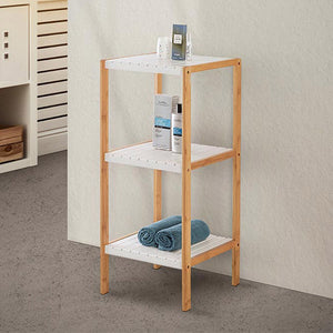 Scaffale per bagno in legno bamboo bianco 3 ripiani Tahiti