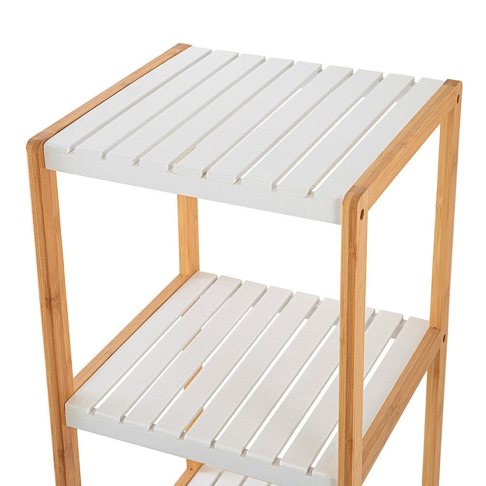Scaffale per bagno in legno bamboo bianco 3 ripiani Tahiti