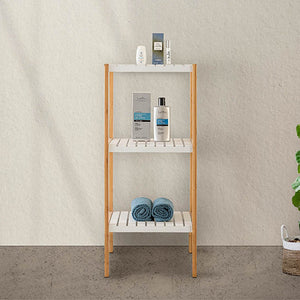 Scaffale per bagno in legno bamboo bianco 3 ripiani Tahiti