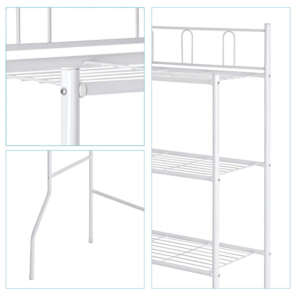 Scaffale per lavatrice bianco con 3 ripiani in acciaio in kit di montaggio
