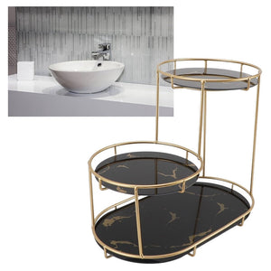 Trade Shop - Scaffale Per Trucco Per Cosmetici Profumi Cura Della Pelle Elegante Moderno Due Colori - Nero