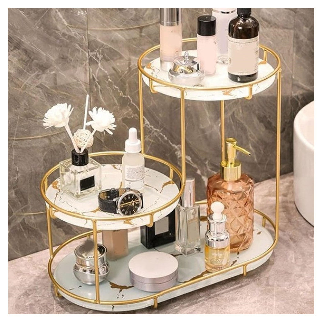 Trade Shop - Scaffale Per Trucco Per Cosmetici Profumi Cura Della Pelle Elegante Moderno Due Colori - Bianco