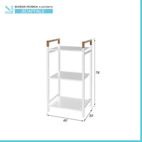 Scaffale porta oggetti 3 ripiani bianco in acciaio e bambù linea Haiti