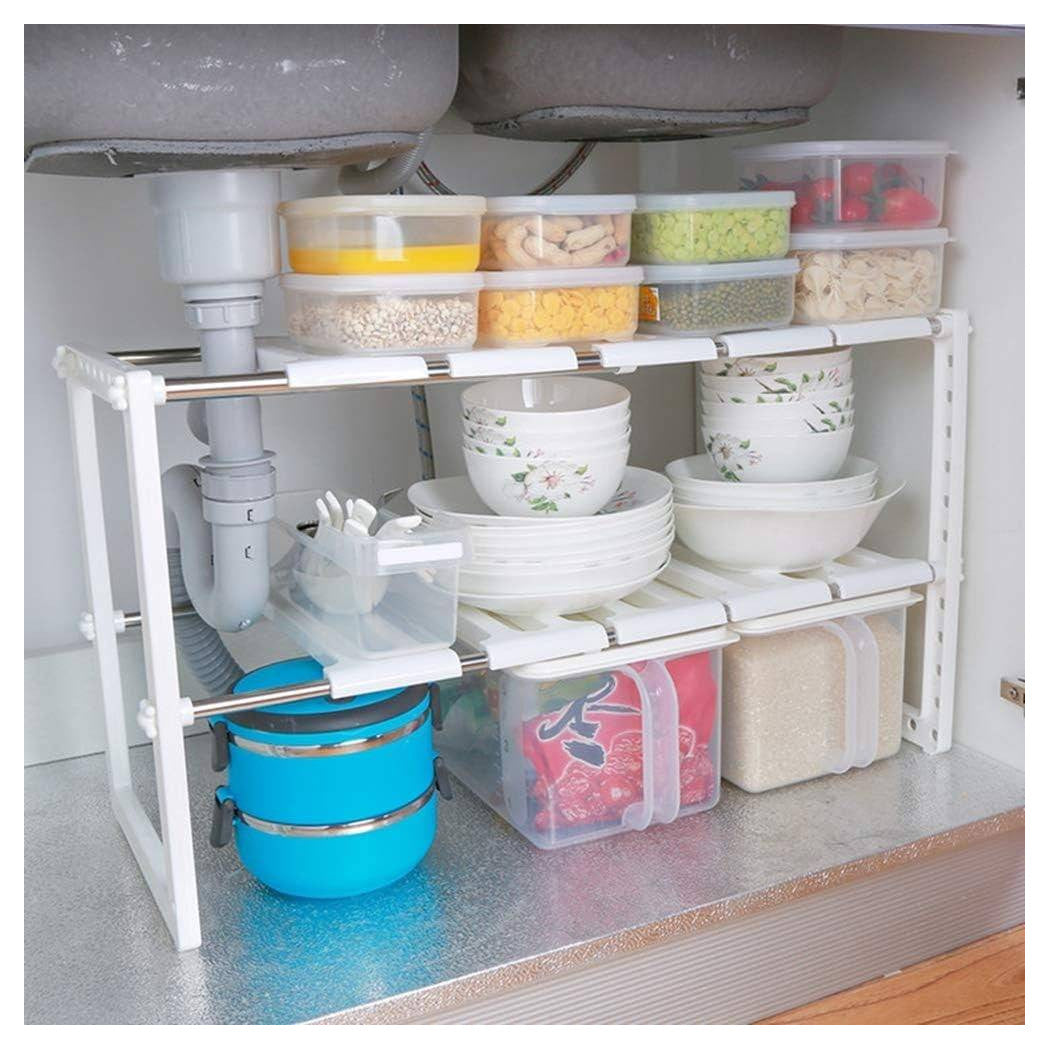 Trade Shop - Scaffale Retrattile Per Utensili Prodotti Da Cucina Mensola Sottolavello Scarico -